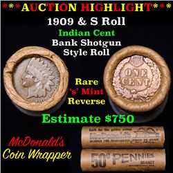 Indian cent 1c orig roll, 1909 end S other end