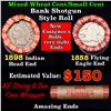 Image 1 : Mixed small cents 1c orig shotgun roll, 1858 Flying Eagle cent, 1898 Indian Cent other end, N.F. Str