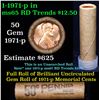 Image 1 : Uncirculated Shotgun Lincoln 1c roll, 1971-p 50 pcs Brandt Wrapper