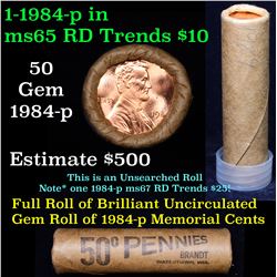 Uncirculated Shotgun Lincoln 1c roll, 1984-p 50 pcs Brandt Wrapper