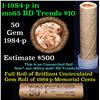 Image 1 : Uncirculated Shotgun Lincoln 1c roll, 1984-p 50 pcs Brandt Wrapper