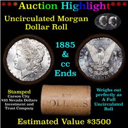 ***Auction Highlight*** 1885 & CC Uncirculated Morgan Dollar Shotgun Roll DMPL reverse (fc)