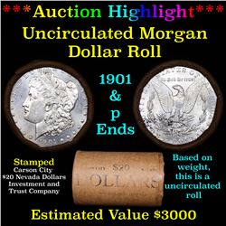 ***Auction Highlight*** 1901 & P Uncirculated Morgan Dollar Shotgun Roll (fc)