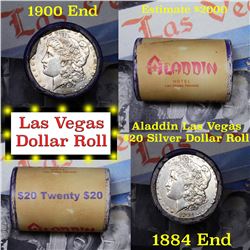 ***Auction Highlight*** Full Morgan/Peace Aladdin Hotel silver $1 roll $20, 1884 & 1900 ends (fc)