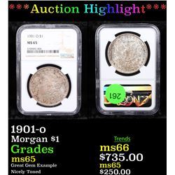 ***Auction Highlight*** NGC 1901-o Morgan Dollar $1 Graded ms65 By NGC (fc)