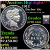 Image 1 : Proof ***Auction Highlight*** 1912 Barber Dime 10c Graded GEM+ Proof Cameo By USCG (fc)