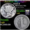 Image 1 : ***Auction Highlight*** 1916-d Mercury Dime 10c Graded vg, very good By USCG (fc)