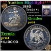 Image 1 : Proof ***Auction Highlight*** 1880 Trade Dollar $1 Graded Choice Proof By USCG (fc)