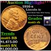 Image 1 : ***Auction Highlight*** 1916-s Lincoln Cent 1c Graded GEM Unc RB By USCG (fc)