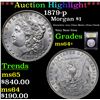 Image 1 : ***Auction Highlight*** 1879-p Morgan Dollar $1 Graded Choice+ Unc By USCG (fc)
