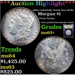 ***Auction Highlight*** 1888-s Colorfully Toned Vam 1D R5 Morgan Dollar $1 Graded Select+ Unc BY USC