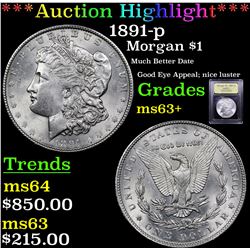 ***Auction Highlight*** 1891-p Morgan Dollar $1 Graded Select+ Unc By USCG (fc)