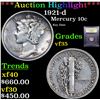 Image 1 : ***Auction Highlight*** 1921-d Mercury Dime 10c Graded vf++ By USCG (fc)