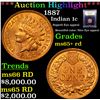 Image 1 : ***Auction Highlight*** 1887 Indian Cent 1c Graded Gem+ Unc RD By USCG (fc)