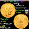 Image 1 : ***Auction Highlight*** 1870-p Gold Liberty Double Eagle $20 Graded Choice AU/BU Slider+ By USCG (fc