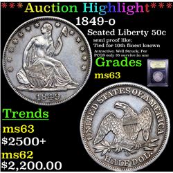 ***Auction Highlight*** 1849-o Seated Half Dollar 50c Graded Select Unc By USCG (fc)