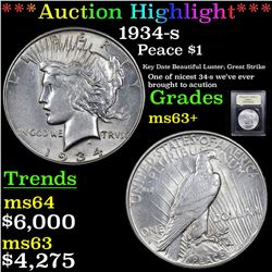 ***Auction Highlight*** 1934-s Peace Dollar $1 Graded Select+ Unc By USCG (fc)