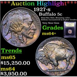 ***Auction Highlight*** 1927-s Buffalo Nickel 5c Graded Choice+ Unc By USCG (fc)