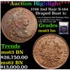 Image 1 : *Highlight Of Entire Auction* 1798 2nd Hair S-184 Draped Bust  1c Graded Select Unc BN By USCG (fc)