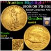 Image 1 : ***Auction Highlight*** 1909/08 FS-301 Saint-Gaudens Gold $20  Graded Choice Unc By USCG (fc)