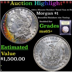 ***Auction Highlight*** 1884-o Monster Rainbow Toned Vam 41 R5 Morgan Dollar $1 Graded GEM+ Unc By U