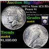 Image 1 : ***Auction Highlight*** 1927-s Vam 1C2 R5 Peace Dollar $1 Graded Choice Unc By USCG (fc)