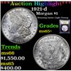 Image 1 : ***Auction Highlight*** 1921-d Morgan Dollar $1 Graded GEM+ Unc By USCG (fc)