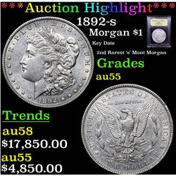 ***Auction Highlight*** 1892-s Morgan Dollar $1 Graded Choice AU By USCG (fc)
