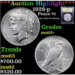 ***Auction Highlight*** 1928-p Peace Dollar $1 Graded Select Unc By USCG (fc)