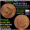 Image 1 : ***Auction Highlight*** 1825 N-3 R-3 Coronet Head Large Cent 1c Graded GEM Unc BN BY USCG (fc)