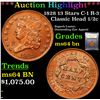Image 1 : ***Auction Highlight*** 1828 13 Stars C-1 R-3 Classic Head half cent 1/2c Graded Choice Unc BN By US