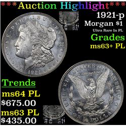 ***Auction Highlight*** 1921-p Morgan Dollar $1 Grades Select Unc+ PL (fc)