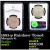 Image 1 : NGC 1883-p Rainbow Toned Morgan Dollar $1 Graded ms63 By NGC