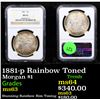 Image 1 : NGC 1881-p Rainbow Toned Morgan Dollar $1 Graded ms63 By NGC