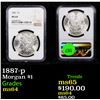 Image 1 : NGC 1887-p Morgan Dollar $1 Graded ms64 By NGC