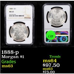 1888-p Morgan Dollar $1 Graded ms63 By NGC