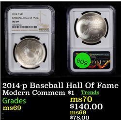 NGC 2014-p Baseball Hall Of Fame Modern Commem Dollar $1 Graded ms69 By NGC