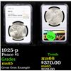 Image 1 : NGC 1925-p Peace Dollar $1 Graded ms65 By NGC