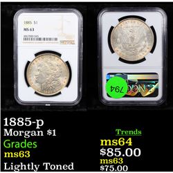 NGC 1885-p Morgan Dollar $1 Graded ms63 By NGC