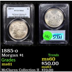 PCGS 1885-o Morgan Dollar $1 Graded ms61 By PCGS