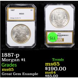 1887-p Morgan Dollar $1 Graded ms65 By PCI