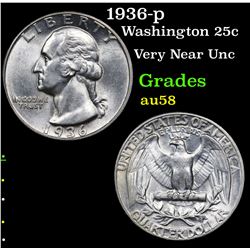 1936-p Washington Quarter 25c Grades Choice AU/BU Slider