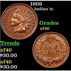 1909 Indian Cent 1c Grades xf