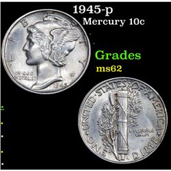 1945-p Mercury Dime 10c Grades Select Unc