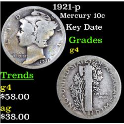 1921-p Mercury Dime 10c Grades g, good