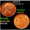 Image 1 : 1934-d Lincoln Cent 1c Grades Choice Unc RB