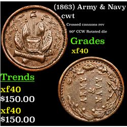 1863 Army & Navy Civil War Token 1c Grades xf