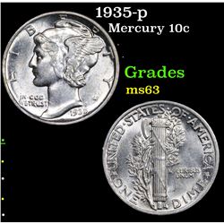 1935-p Mercury Dime 10c Grades Select Unc