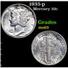 Image 1 : 1935-p Mercury Dime 10c Grades Select Unc