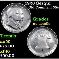1926 Sesqui Old Commem Half Dollar 50c Grades AU Details